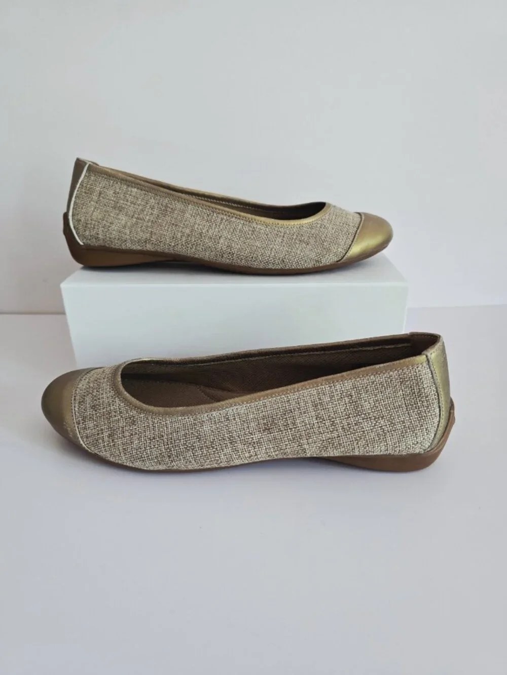 Pluggz Grounding Earthing Cap Toe Ballet Flats Shoes 8 Slip On Leather Fabric
